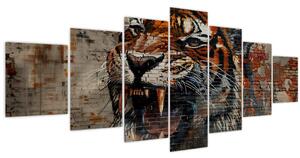 Obraz - Tygr z cihel (210x100 cm)