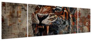 Obraz - Tygr z cihel (170x50 cm)