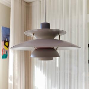 Louis Poulsen Designové závěsné světlo PH 5, šedé, Ø 50 cm, stmívatelný, Hliník / šedá / zinek, Obývací pokoj / jídelna, Hliník, Design