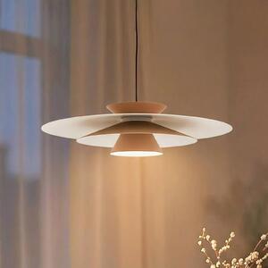 Lucande LED závěsné svítidlo Livie, béžová barva, hliník, Ø 50 cm, stmívatelný, Krémová / jantar, Obývací pokoj / jídelna, Moderní