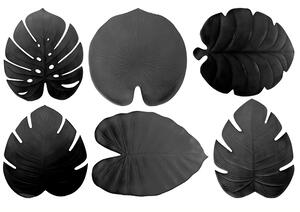 VILLA D’ESTE HOME TIVOLI Prostírání Jungle Tropické listy 47x37 cm, černá, set 6ti kusů