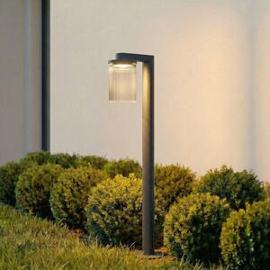 Lucande LED osvětlení cesty Beelia, antracit, 90 cm, rýhované, Černá, Hliník, Moderní