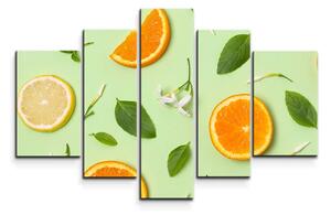 Sablio Obraz - 5-dílný Citrus a květ - 125x90 cm