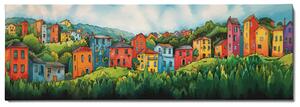 Obraz na plátně -Vesnička Los Pecaros v kopcích FeelHappy.cz Velikost obrazu: 120 x 40 cm