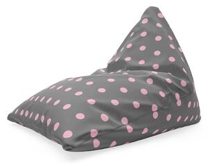 Sablio Sedací vak Triangl Růžové puntíky na šedé: 120 x 100 x 100 cm