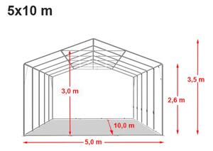 Párty stan 5x10 m Max+ 2,6m - ohnivzdorný barva Bílá