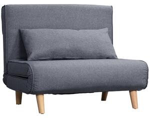 HOMCOM Jednolůžková rozkládací pohovka s nastavitelným opěradlem Nordic Skandinávská 25D pěna domácký len imitace borovice šedá 94 x 78 x 80 cm | Aoso