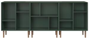Zelená lakovaná knihovna Tenzo Z 210 x 32 cm s dřevěnou podnoží