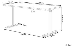 Ručně nastavitelný psací stůl 130 x 72 cm bílý a černý DESTIN II