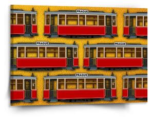 Sablio Obraz Pražské historické tramvaje Žlutý Pattern - 150x110 cm