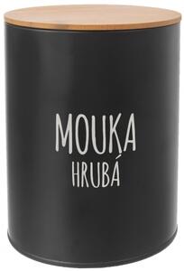 EmaHome Dóza BLACK s nápisem MOUKA HRUBÁ / pr. 13 cm / černá