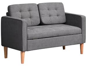 HOMCOM Dvoudílná Pohovka, Gauč se Skladem, Dřevěné Nohy, Polstrovaná Pohovka s Vzhledem Kašmíru pro Obývací Pokoj, Ložnici, 117 x 62 x 78 cm, Šedá | A