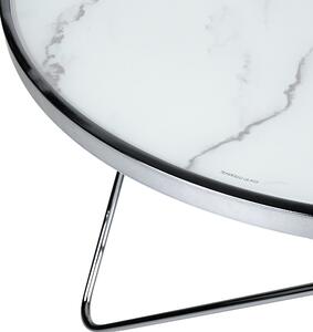 Konferenční stolek s mramorovým efektem stříbrný MERIDIAN II