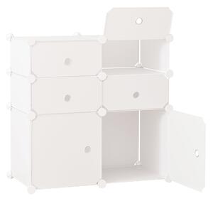 HOMCOM Skříň na Boty, Regál se Skladovacími Přihrádkami, Šatník, Plast, Ocel, Bílý, 75 x 37 x 73 cm | Aosom