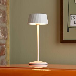 Sigor LED stolní lampa Facetta, bílá, 22 cm, kov, IP44, stmívatelný, Bílá / opál, Obývací pokoj / jídelna, Hliník, Moderní