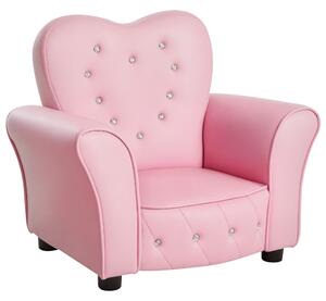 HOMCOM Dětská pohovka Dětské křeslo Princeznovský mini pohovka do dětského pokoje srdcového tvaru Růžová L59 x Š41,5 x V49 cm | Aosom