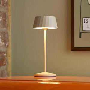 Sigor LED stolní lampa Facetta, béžová, 22 cm, kov, IP44, stmívatelný, Krémová / jantar, Obývací pokoj / jídelna, Hliník, Moderní