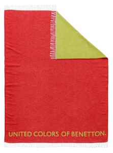 Červeno-zelená deka United Colors of Benetton 60% bavlna 40% akrylová tkanina / 140 x 190 cm