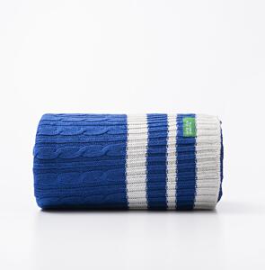 Pletená modrá deka United Colors of Benetton 100% bavlna / 140 x 190 cm