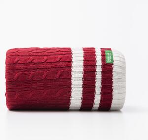 Pletená červená deka United Colors of Benetton 100% bavlna / 140 x 190 cm