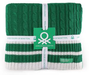 Zelená pletená deka United Colors of Benetton 100% akrylové vlákno / 140 x 190 cm