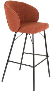 White Label Terakotově červená čalouněná barová židle WLL JOA 75 cm