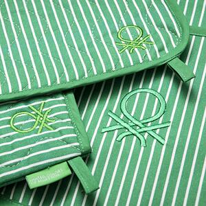 Sada tří kusů - zástěra, chňapka, chňapka čtvercová United Colors of Benetton / zelená / 100% bavlna