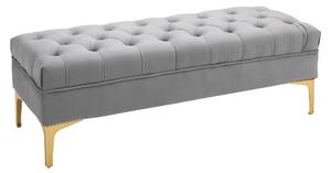 HOMCOM Lavice, Postelová lavice, Botníková lavice se zvýšenými nohami, Ložnice, Sametová světle šedá 118 x 45 x 42 cm | Aosom