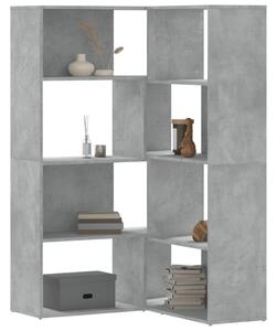 Rohová knihovna 4patrová betonově šedá 85x85x140 cm kompozit 3307813