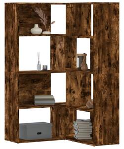Rohová knihovna 4patrová kouřový dub 85 x 85 x 140 cm kompozit 3307814
