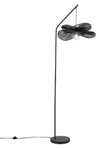 Art Deco stojací lampa černá s černým stínidlem - Nest