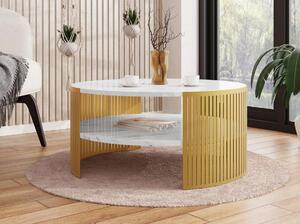 Konferenční stolek REXIO - zlatý / mramor bianco