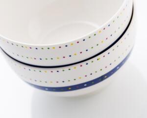 4-dílná sada porcelánových misek United Colors of Benetton / 650 ml / bílá s barevnými tečkami
