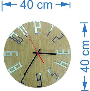 Moderní hodiny na zeď čísla Dub - Silver I SENTOP HDFK006