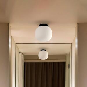 FARO BARCELONA Koupelnové stropní světlo Amelia, černé/opálové, sklo, Ø 21,5 cm, stmívatelný, Černá, Koupelna, Sklo, Moderní