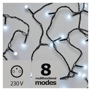 LED venkovní vánoční řetěz CHERRY, 80xLED, studená bílá, 8m, 8 funkcí, kuličky