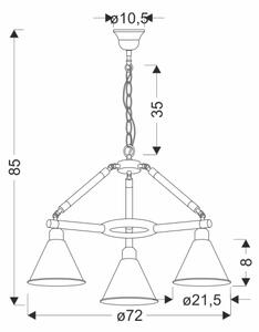 Lustr na řetězu NEGRU 3xE27/40W/230V černá/hnědá