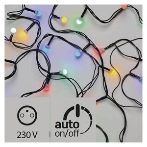 LED venkovní vánoční řetěz CHERRY, 80xLED, vícebarevné světlo, 8m, časovač, kuličky, zelený