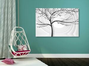 Obraz moderní černobílý strom na abstraktním pozadí - 90x60 cm