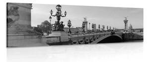Obraz most Alexandra III. v Paříži v černobílém provedení - 150x50 cm