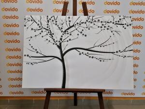 Obraz moderní černobílý strom na abstraktním pozadí - 90x60 cm