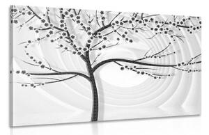 Obraz moderní černobílý strom na abstraktním pozadí - 60x40 cm