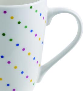 Sada 4 porcelánových hrnků United Colors of Benetton / bílá s barevnými puntíky