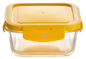 Dóza na potraviny z borosilikátového skla United Colors of Benetton / 340 ml / polypropylen / žluté víko / transparentní