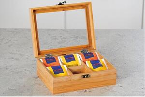 Organizér na čaje, 6 přihrádek, 21,5 x 15 x 8,5 cm, bambus KESPER 58902