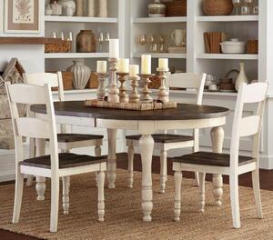 Rozkládací jídelní stůl se 4 židlemi EMILIA - antický bílý / hnědý
