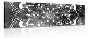 Obraz moderní Mandala s orientálním vzorem v černobílém provedení - 120x40 cm