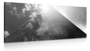 Obraz mrakodrap v černobílém provedení - 100x50 cm