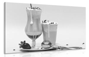 Obraz mléčný koktejl v černobílém provedení - 120x80 cm