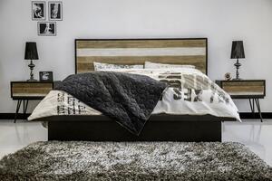 Manželská postel 180x200 INKA s nočními stolky - černá / hnědá